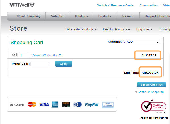 vmware_cart_sm VMWare Cart with "Crooked" Australian Dollar Prices