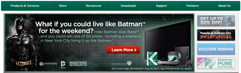 Kaspersky Sweepstakes: The Dark Knight Rises Kaspersky Sweepstakes: The Dark Knight Rises
