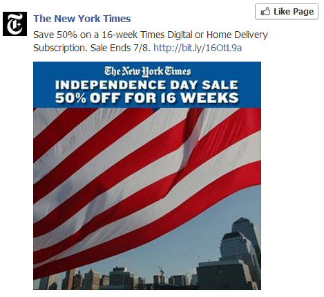 NYT's Facebook promo for July 4th NYT's Facebook promo for July 4th
