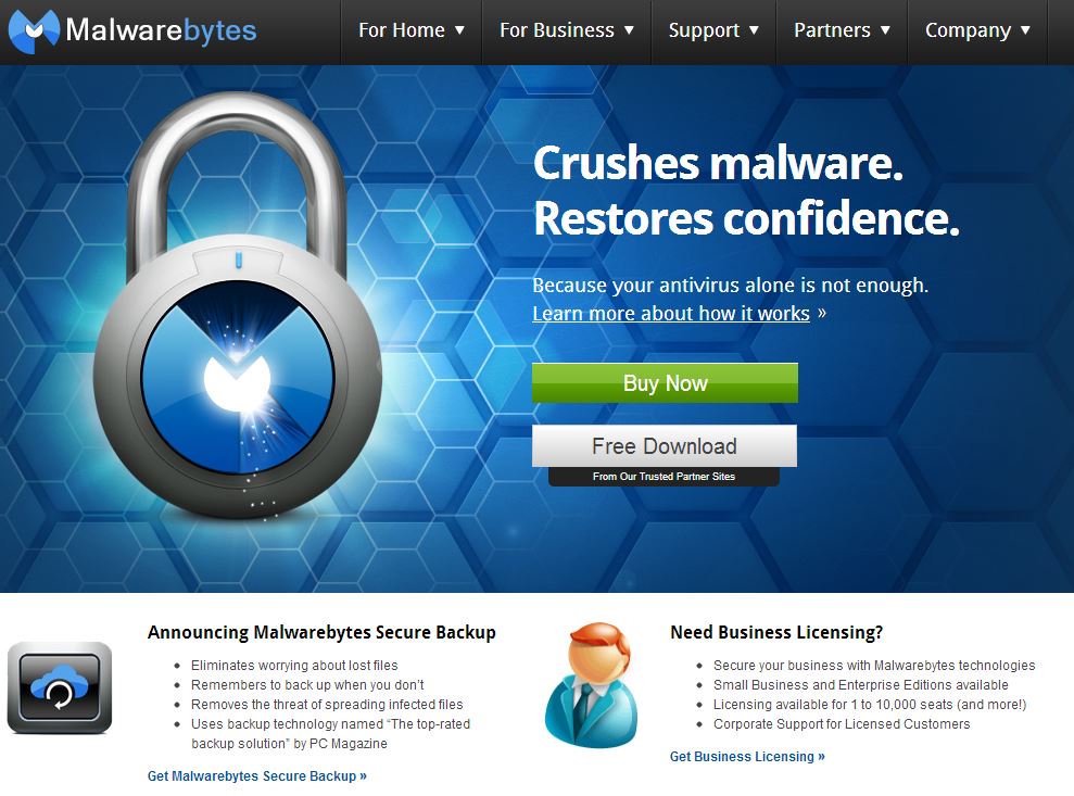 Malwarebytes Homepage with CTA Malwarebytes Homepage with CTA