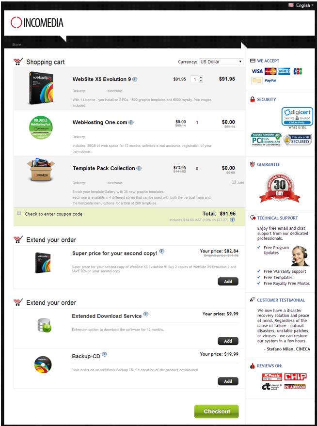 Cross-sell offer - vertical positioning